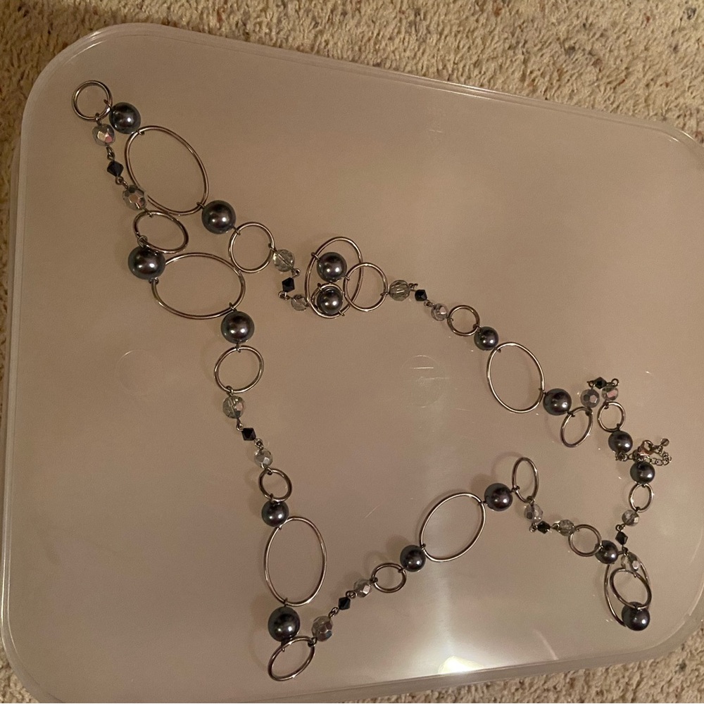 Lia Sophia Silver and Black Beaded Necklace